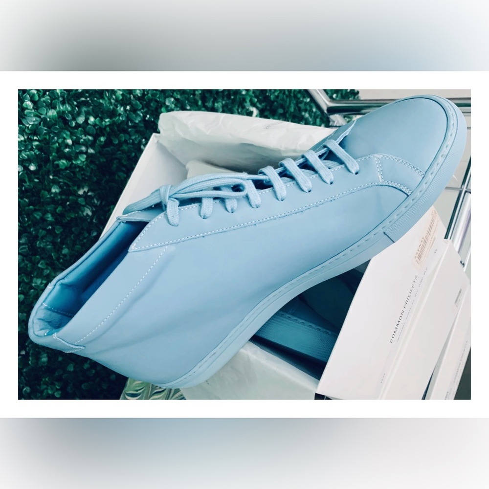 Common Projects Men's Original Achilles sneaker mid, powder blue. Size 46(13)